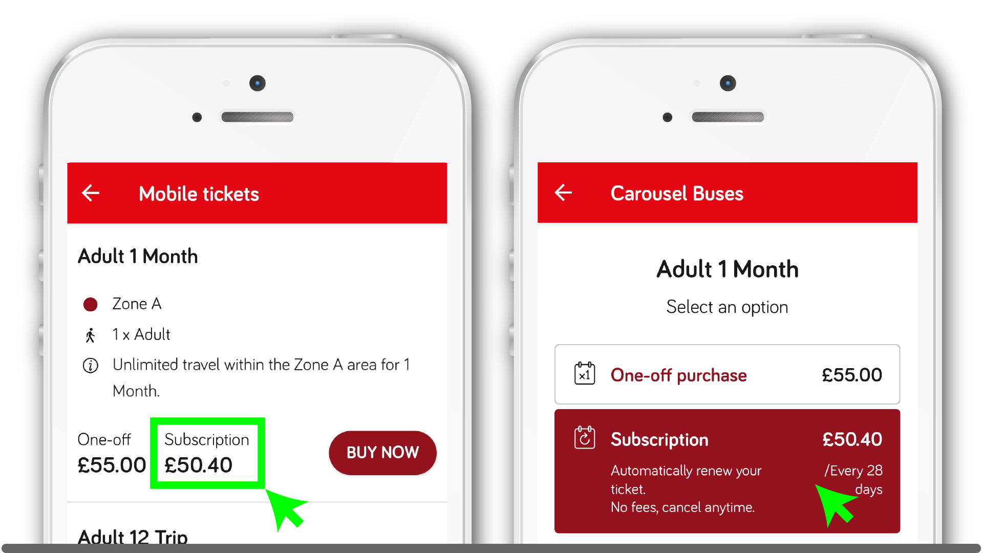 Subscribe & save, Subscription mobile tickets