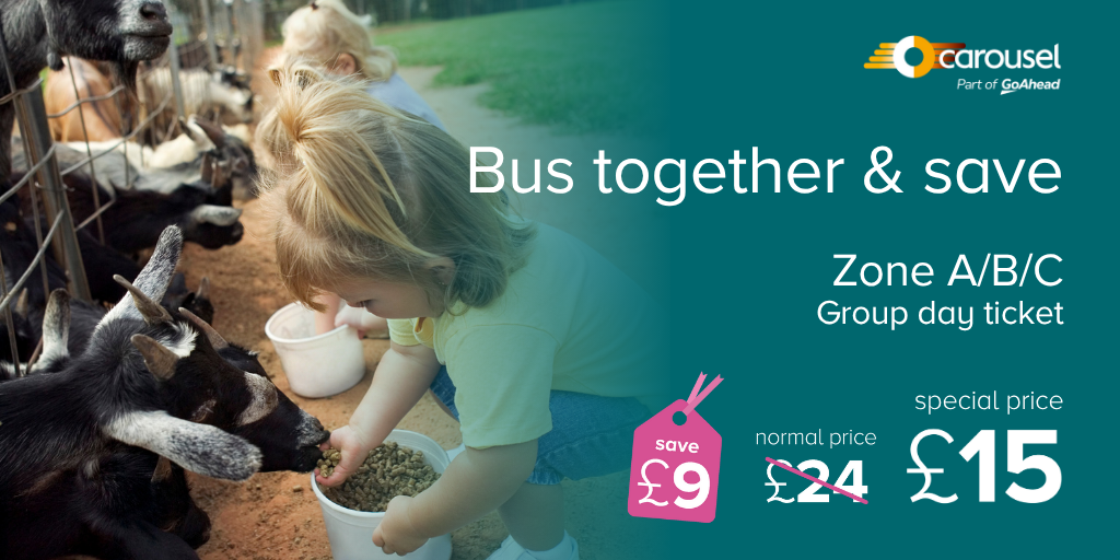 Bus Together & Save. Zone A/B/C Group day ticket. Special price £15